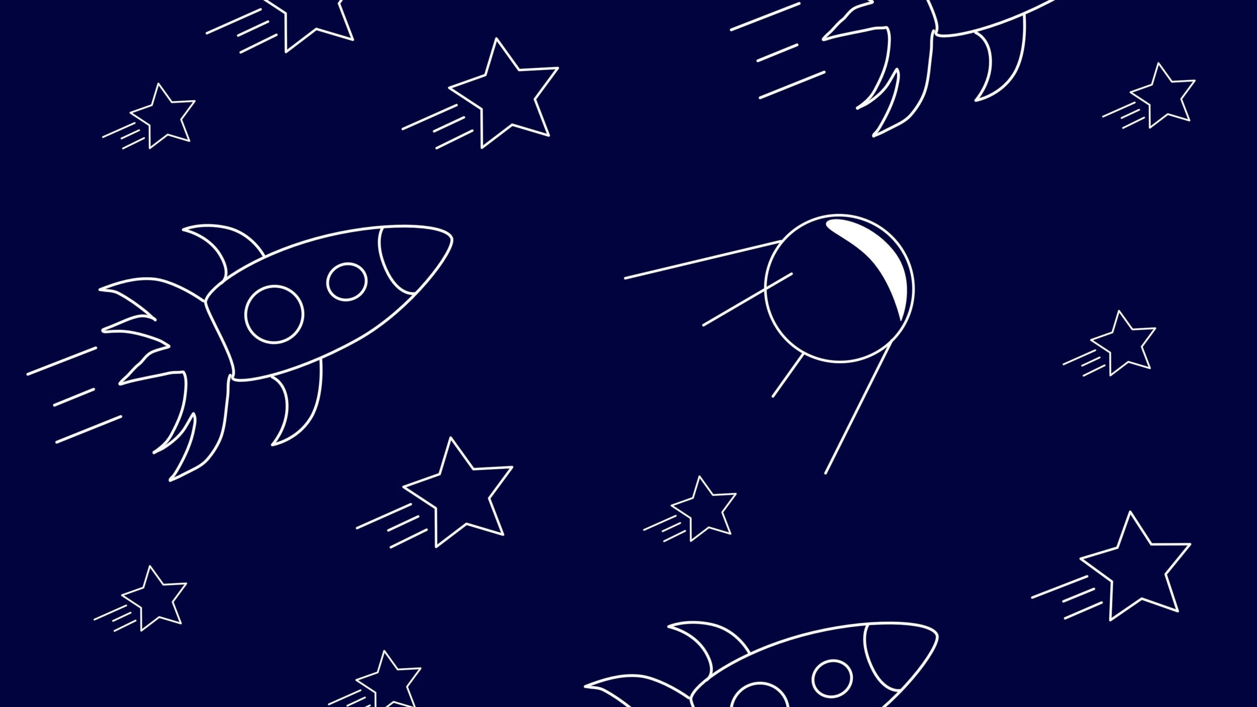 Illustration of rockets and stars with a dark blue background, ideal for desktop wallpapers.